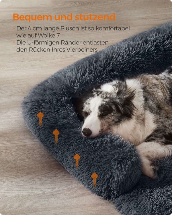 Rootz Plys Hundeseng - TPU-belægning, PP-fyld - Blød kæledyrssofa - 110 cm x 95 cm x 18 cm - Mørkegrå - Letvægts 1,9 kg