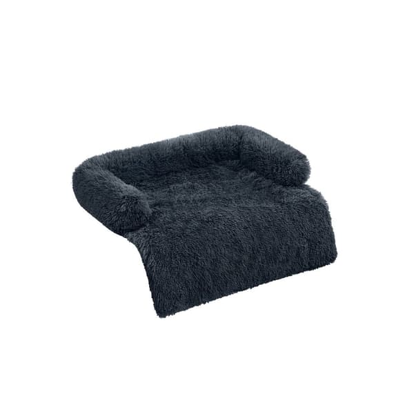 Rootz Plush Dog Bed - TPU-beläggning, PP-fyllning - Mjuk husdjurssoffa - 110 cm x 95 cm x 18 cm - Mörkgrå - Lätt 1,9 kg