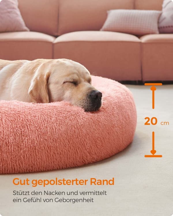 Rootz Plys Hundeseng - Dyreseng - Blød pude - Plysmateriale - PP Fyld - 120 cm x 20 cm - Pink - 3,2 kg