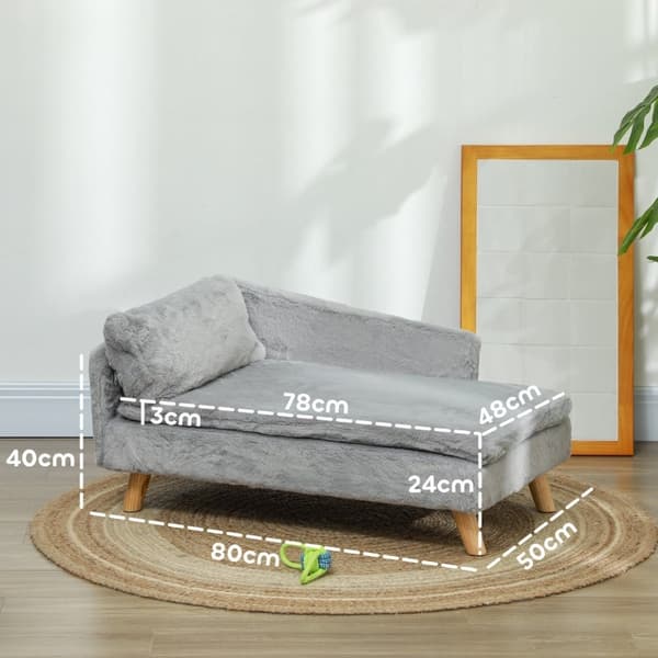 Rootz plysch hundsoffa - Mysig husdjurssoffa - Förhöjd design - Tvättbara överdrag - Mjuk kudde och kudde - 80 cm x 50 cm x 40 cm