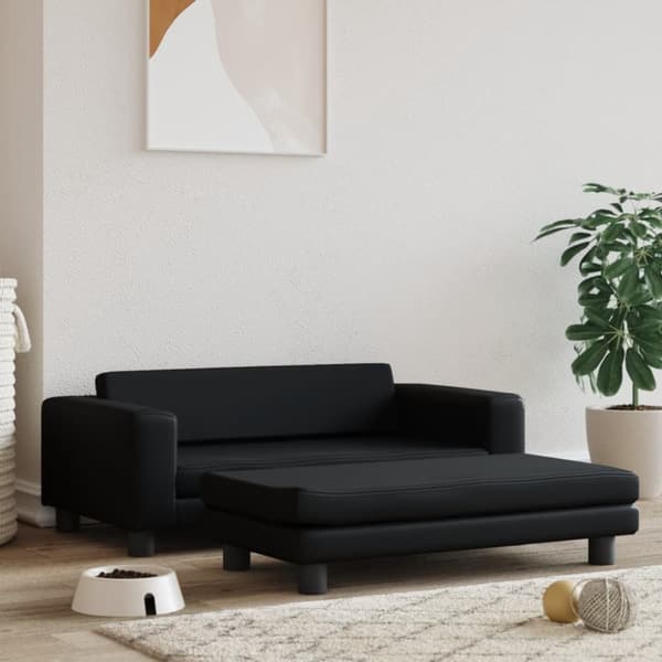 Hundbädd med förlängning svart 100x50x30 cm konstläder