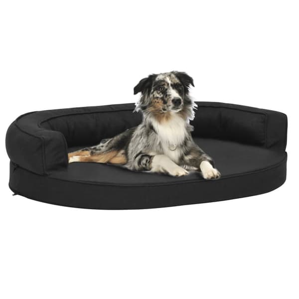 Ergonomisk hundmadrass 75x53 cm linnelook svart