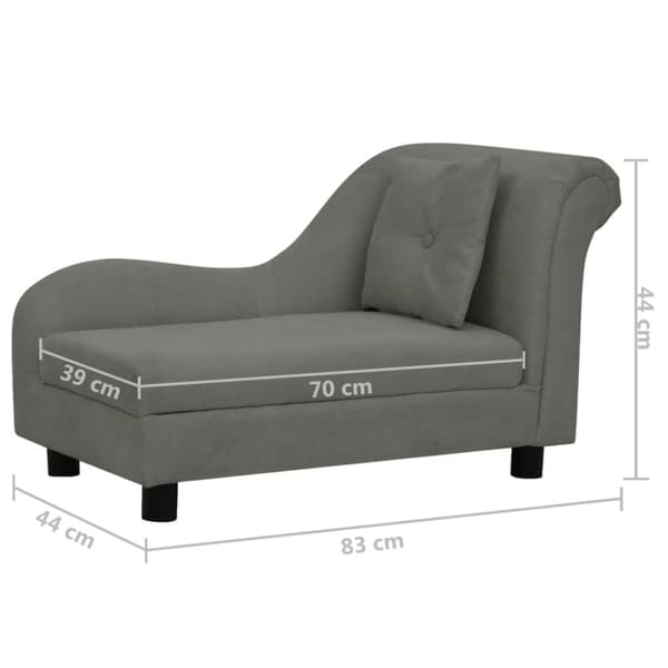 hundesofa med pude 83x44x44 cm plys mørkegrå