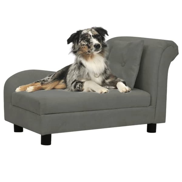 hundesofa med pude 83x44x44 cm plys mørkegrå