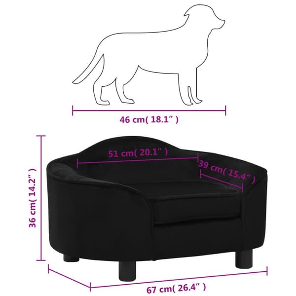 hundesofa 67x47x36 cm plys sort