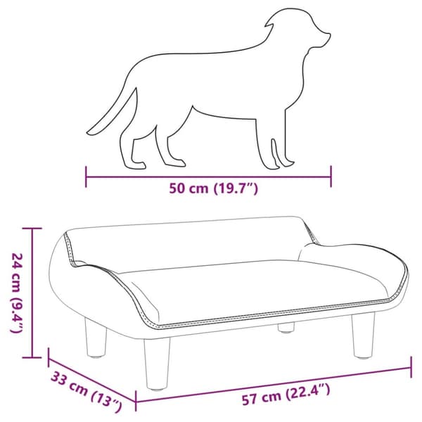 hundeseng 70x40x24 cm stof gråbrun