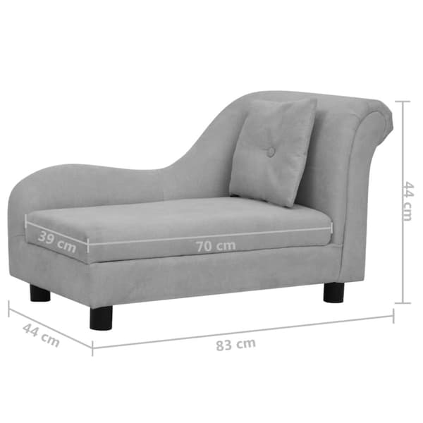 hundesofa med pude 83x44x44 cm plys grå