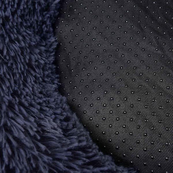 Rootz Fluffy Hundeseng - Dyreseng - Donutpude - Plysstof - PP Bomuld - 90 cm x 20 cm - Mørkegrå - 2,1 kg