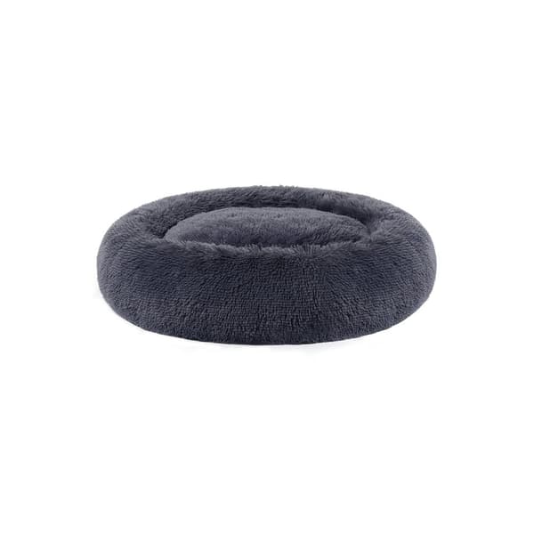Rootz Fluffy Hundeseng - Dyreseng - Donutpude - Plysstof - PP Bomuld - 90 cm x 20 cm - Mørkegrå - 2,1 kg