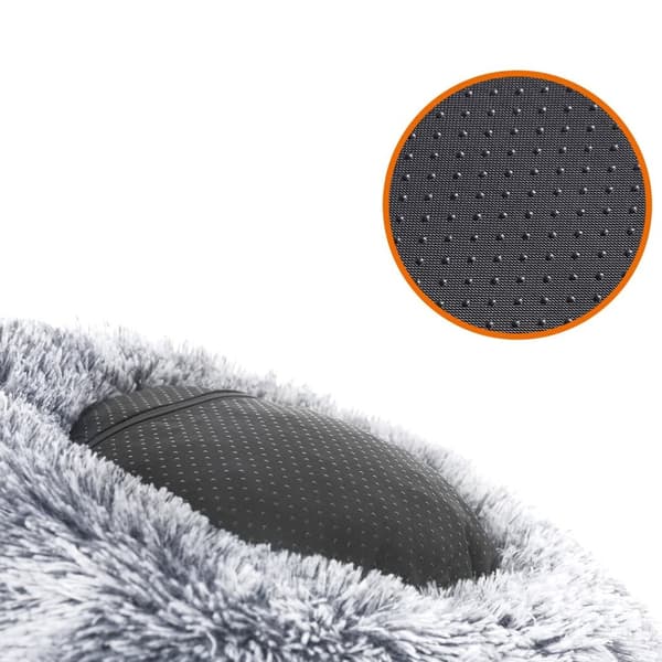 Rootz Fluffy Dog Bed - Donitsityyny - Ombré Grey - Pehmokangas - PP-puuvilla - 90cm x 20cm - Kevyt 2,1kg - Sisältää koirakorin
