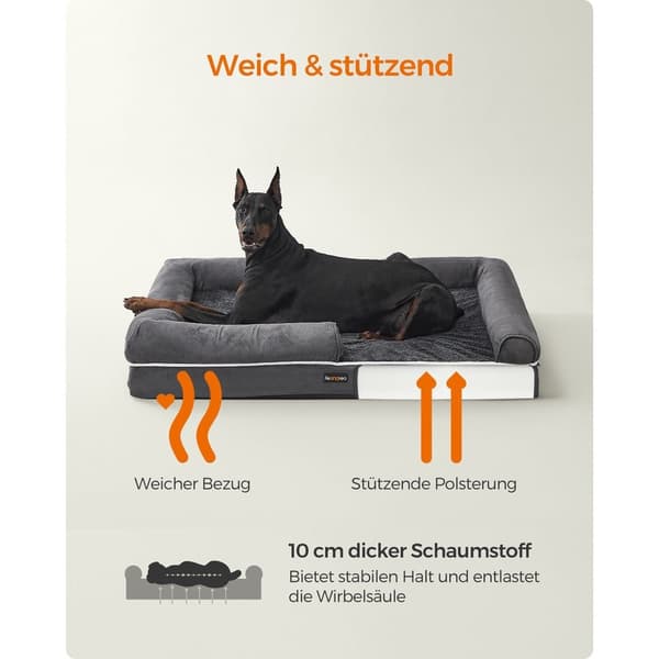 Rootz Ortopedinen koiransänky - Lemmikkien sänky - Memory Foam -patja - Korotettu tuki - 120 cm x 85 cm x 25 cm
