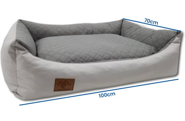 Lysegrå Vaskbar Hundeseng med PU-skum, Antiskrid & Vandtæt - 100x70 cm