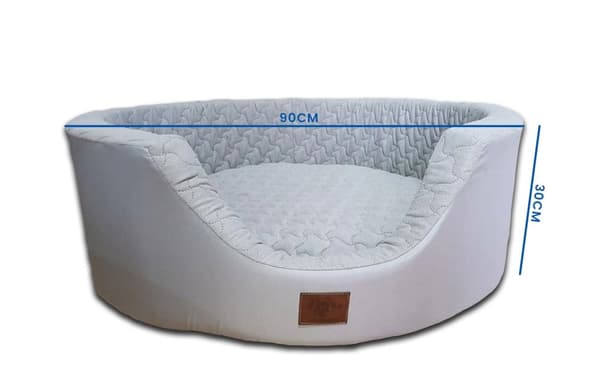 Luxe XXL Grå Hundesofa - Moderne Design, Fjernbar Vaskbar Betræk, 90 cm Diameter
