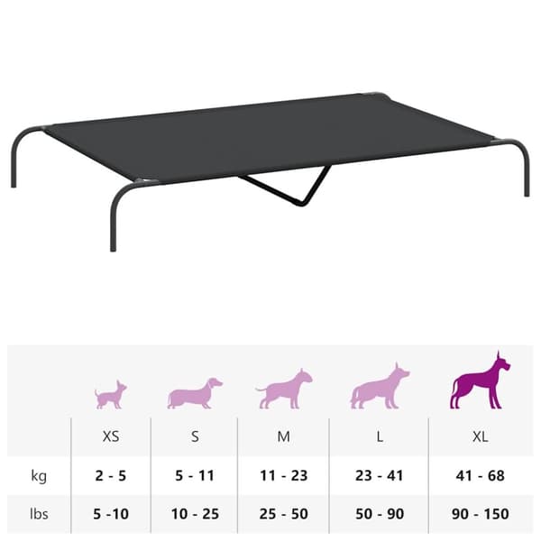vidaXL Korotettu koiransänky musta 150x90x20 cm Oxford kangas ja teräs