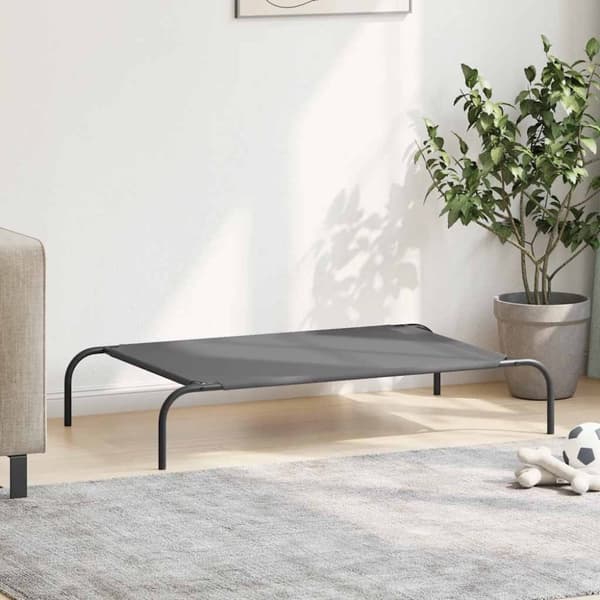vidaXL Forhøyet hundeseng grå 110x65x20 cm oxfordstoff og stål