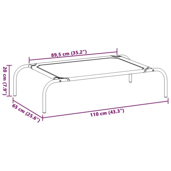 vidaXL Forhøyet hundeseng grå 110x65x20 cm tekstil og stål