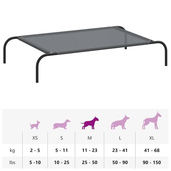 vidaXL Forhøyet hundeseng grå 110x65x20 cm tekstil og stål