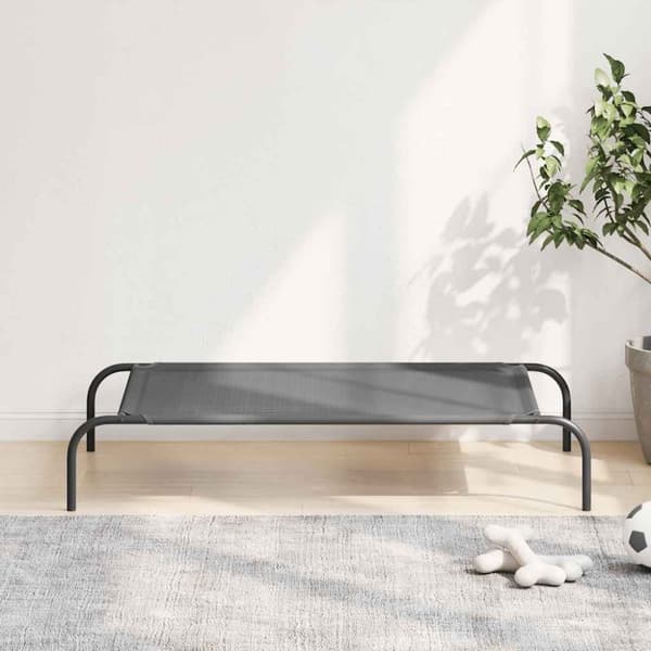 vidaXL Forhøyet hundeseng grå 110x65x20 cm tekstil og stål