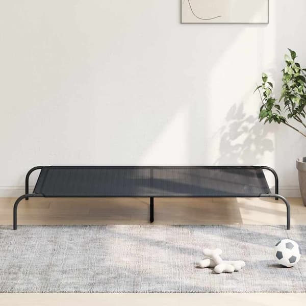 vidaXL Forhøyet hundeseng svart 150x90x20 cm tekstil og stål
