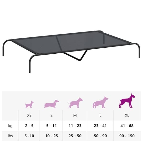 vidaXL Korotettu koiransänky musta 150x90x20 cm tekstiili ja teräs