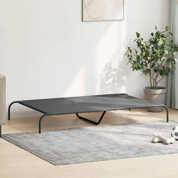 vidaXL Korotettu koiransänky harmaa 150x90x20 cm tekstiili ja teräs
