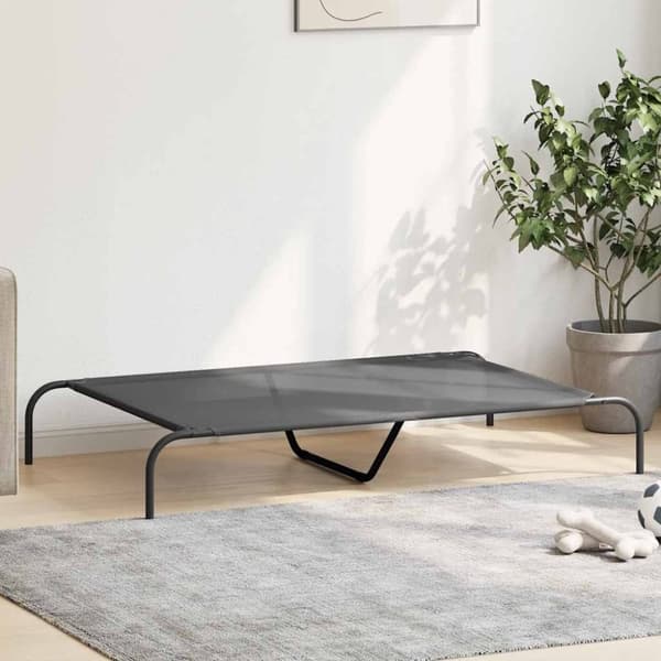 vidaXL Forhøyet hundeseng grå 130x80x20 cm tekstil og stål