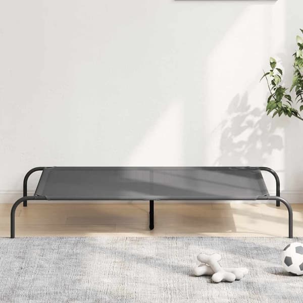 vidaXL Forhøyet hundeseng grå 130x80x20 cm tekstil og stål