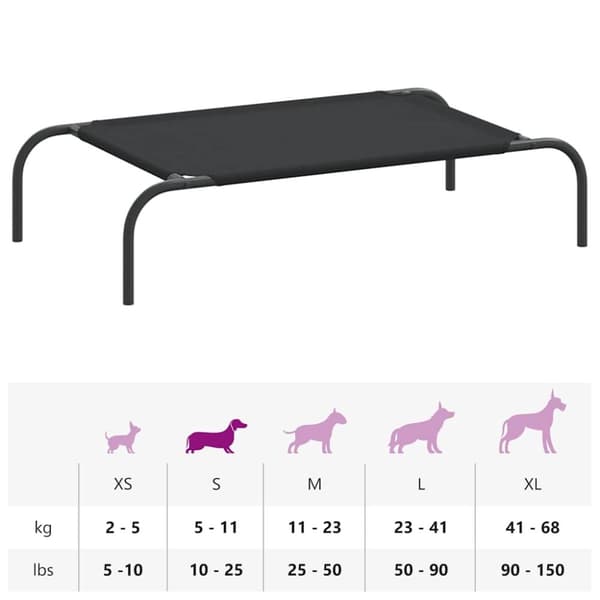 vidaXL Korotettu koiransänky musta 90x50x20 cm Oxford kangas ja teräs
