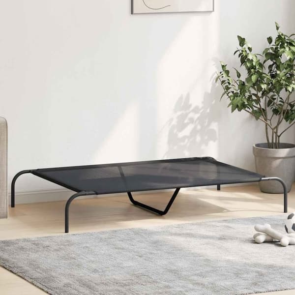 vidaXL Förhöjd hundbädd svart 130x80x20 cm textilene och stål