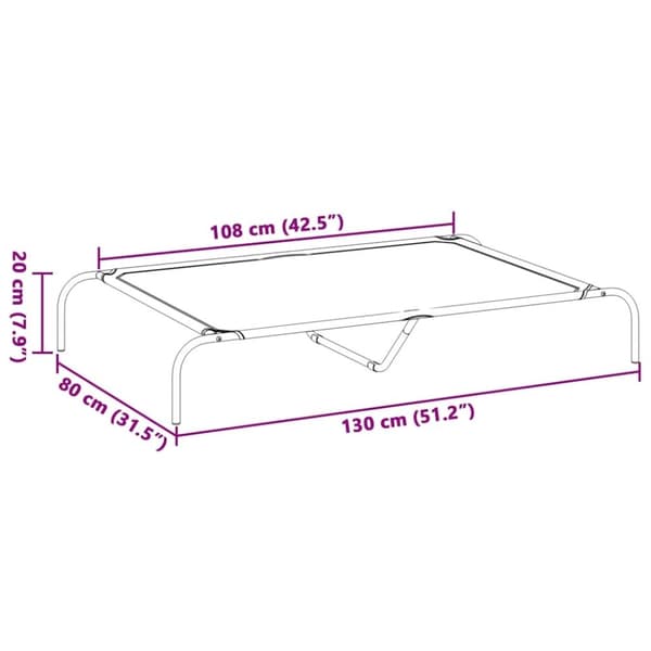 vidaXL Förhöjd hundbädd svart 130x80x20 cm textilene och stål
