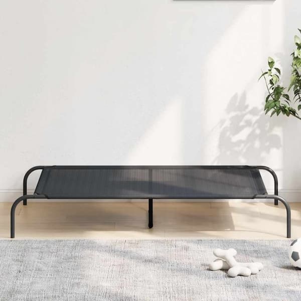 vidaXL Förhöjd hundbädd svart 130x80x20 cm textilene och stål