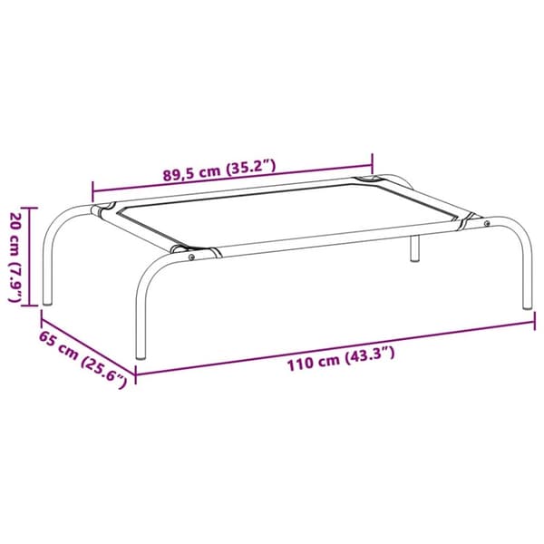 vidaXL Forhøyet hundeseng svart 110x65x20 cm oxfordstoff og stål
