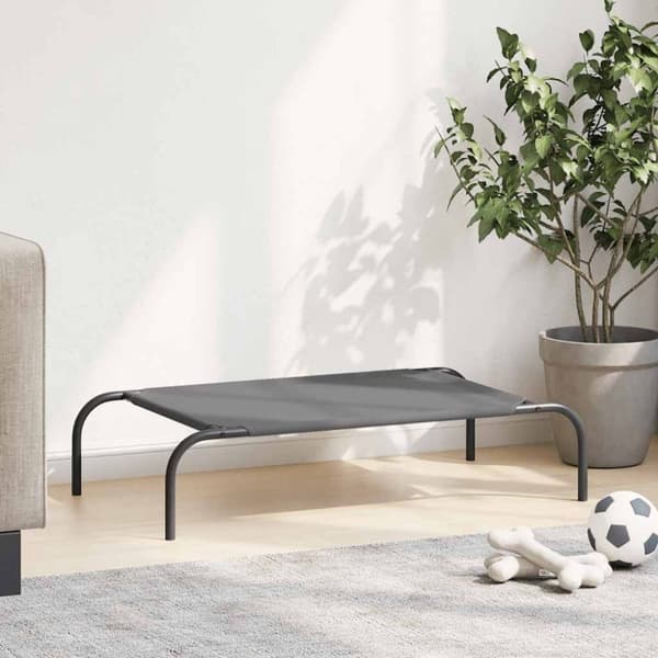 vidaXL Forhøyet hundeseng grå 90x50x20 cm oxfordstoff og stål
