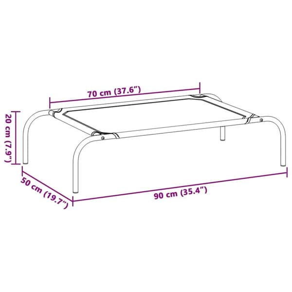 vidaXL Forhøyet hundeseng grå 90x50x20 cm oxfordstoff og stål
