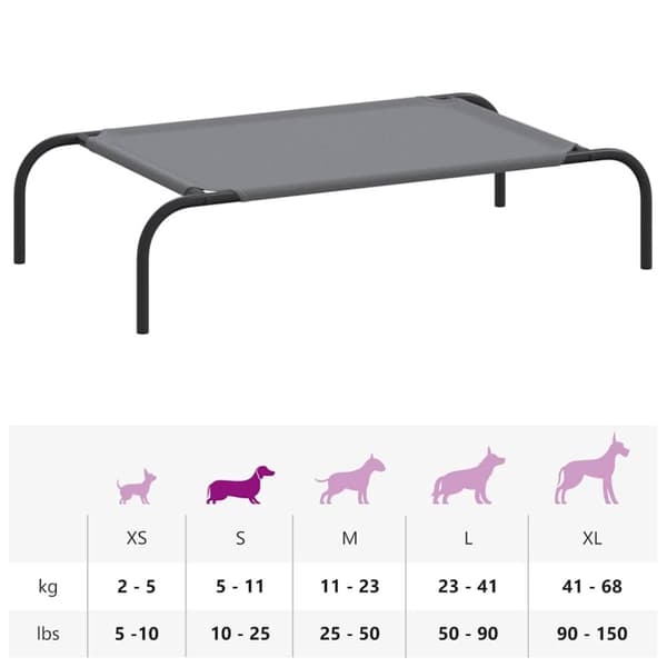 vidaXL Forhøyet hundeseng grå 90x50x20 cm oxfordstoff og stål