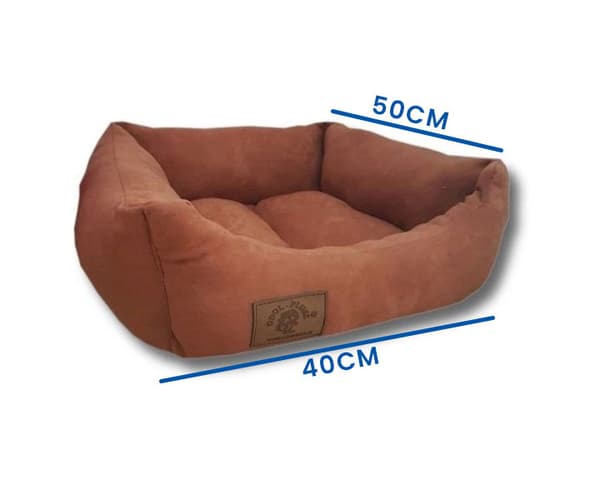 Bekväm brun hundsäng för små hundar, 50x40 cm, tvättbar polyester med silikonkulor
