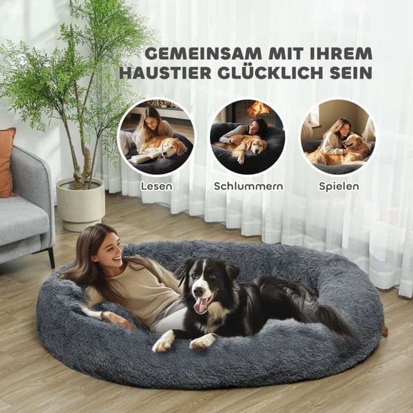 Rootz -koiran sänky - Pet -sohva - Pesevät kannet - kaksinkertainen mukavuus - 175 cm x 115 cm x 35cm, harmaa
