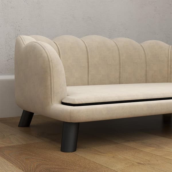 Rootz Dog Sofa Cat Bed - Pet Couch - Animal Lounger - Soft Velour Pushion - 98,5 cm x 60,5 cm x 35,5 cm - Elegant Shell Design