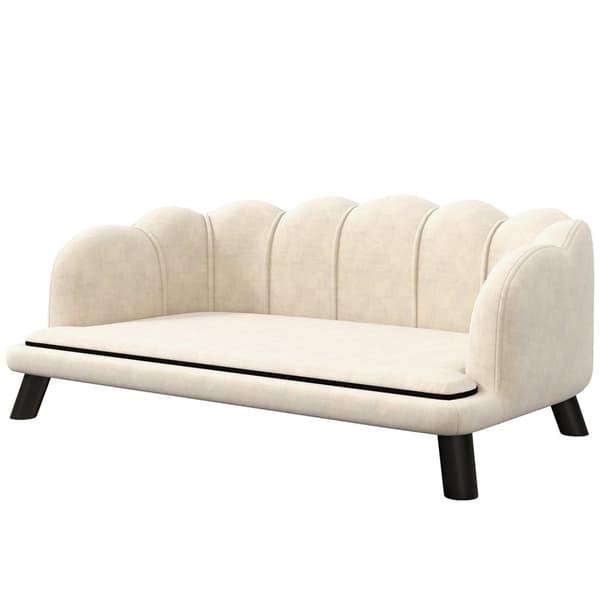 Rootz Dog Sofa Cat Bed - Pet Couch - Animal Lounger - Soft Velour Pushion - 98,5 cm x 60,5 cm x 35,5 cm - Elegant Shell Design