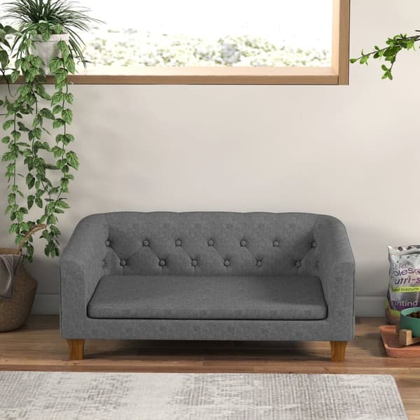 Rootz Dog Sofa - Pet Couch - Canine Lounge - Avtagbar kudde - Easy Clean - 96 x 60 x 42 cm grå