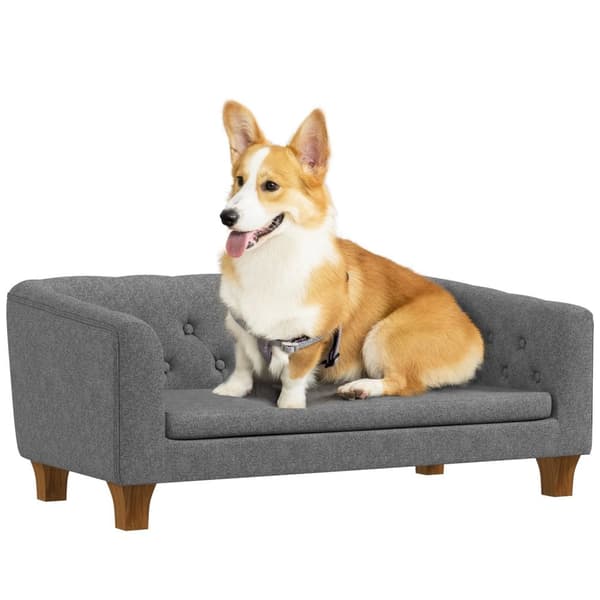 Rootz Dog Sofa - Pet Couch - Canine Lounge - Avtagbar kudde - Easy Clean - 96 x 60 x 42 cm grå