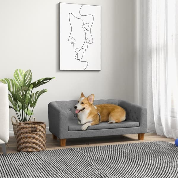 Rootz Dog Sofa - Pet Couch - Canine Lounge - Avtagbar kudde - Easy Clean - 96 x 60 x 42 cm grå