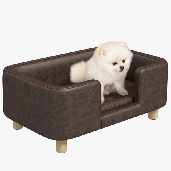 Rootz Pet Sofa Dog Pushion - Cat Bed - Plush Pet Lounger - Microfiber Comfort - 74 cm x 48,5 cm x 31 cm - Soft Edge & Træben til stabilitet