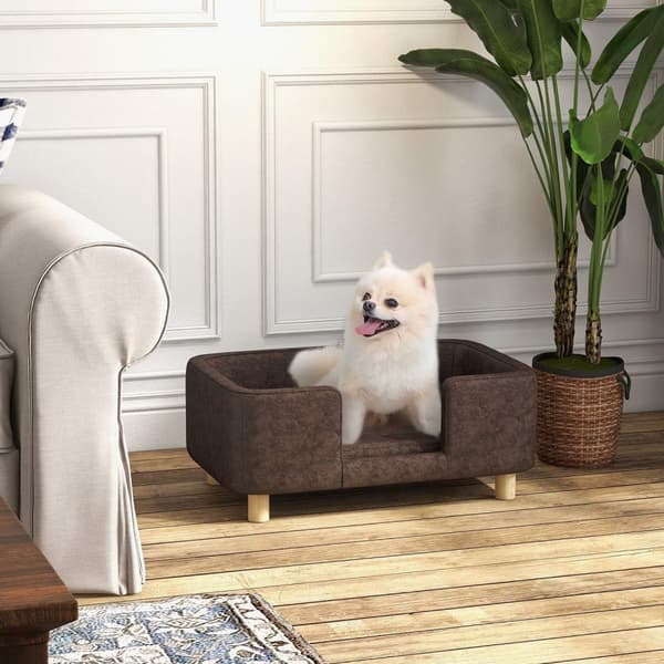 Rootz Pet Sofa Dog Pushion - Cat Bed - Plush Pet Lounger - Microfiber Comfort - 74 cm x 48,5 cm x 31 cm - Soft Edge & Træben til stabilitet