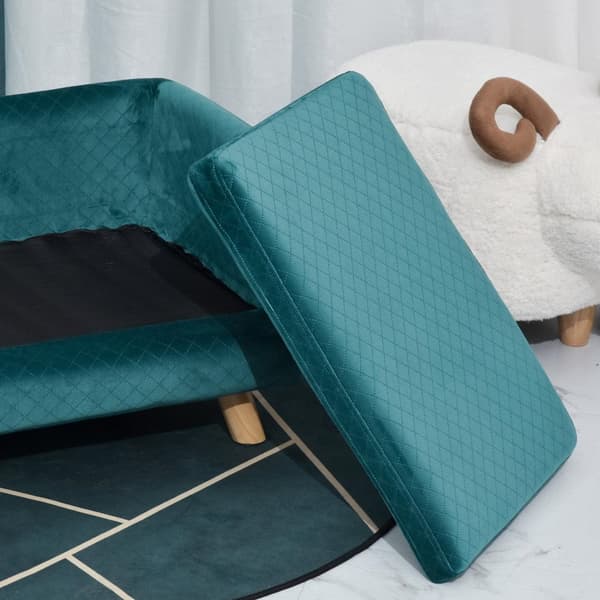Rootz Pet Sofa Bed - Dog Sofa - Cat Bed - Fluffy Pushion - Skandinavisk design - 64 x 45 x 36 cm - Velour Blue