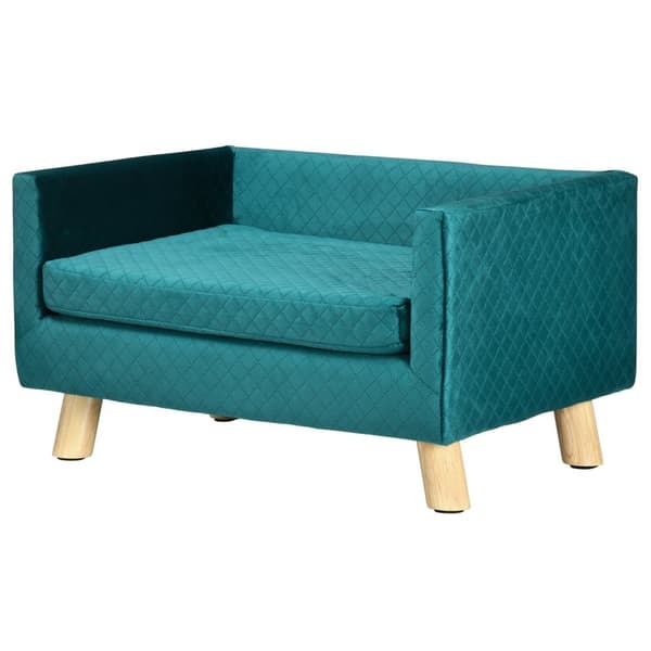 Rootz Pet Sofa Bed - Dog Sofa - Cat Bed - Fluffy Pushion - Skandinavisk design - 64 x 45 x 36 cm - Velour Blue