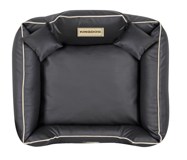 Koiran sänky KINGDOG ECO LEATHER 75x65 cm persoonallinen irrotettava luistamaton musta
