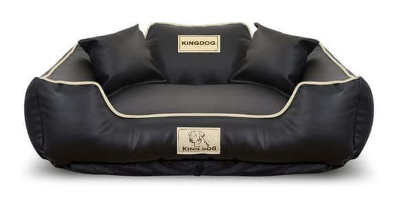 Koiran sänky KINGDOG ECO LEATHER 75x65 cm persoonallinen irrotettava luistamaton musta