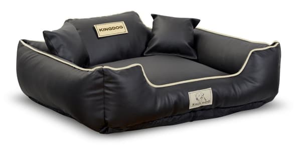 Koiran sänky KINGDOG ECO LEATHER 100x75 cm persoonallinen irrotettava luistamaton musta