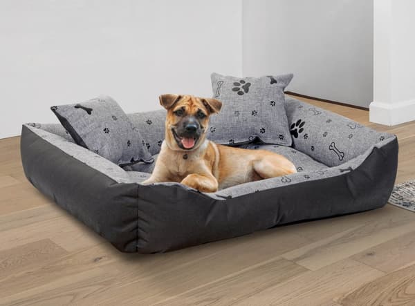 Hundeseng kennel 100x75 cm vandtætte knogler sort